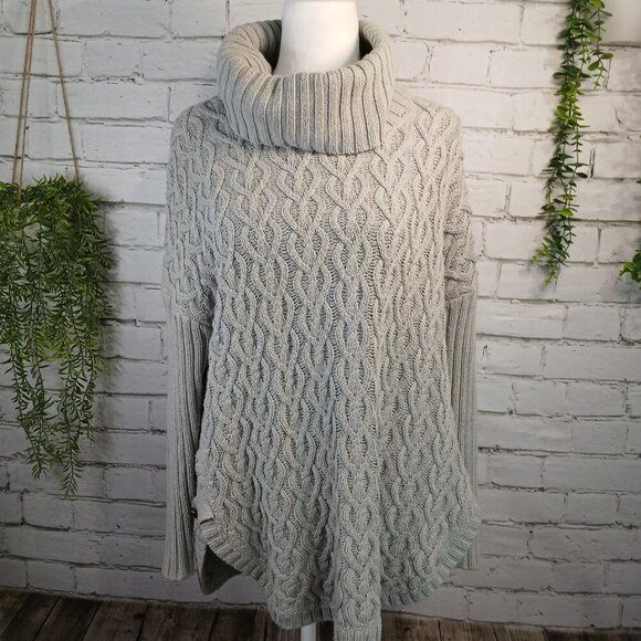 IF IT WERE ME WOMENS GRAY CABLE KNIT COWL NECK GRAY SWEATER, SIZE MED - Picture 6 of 12